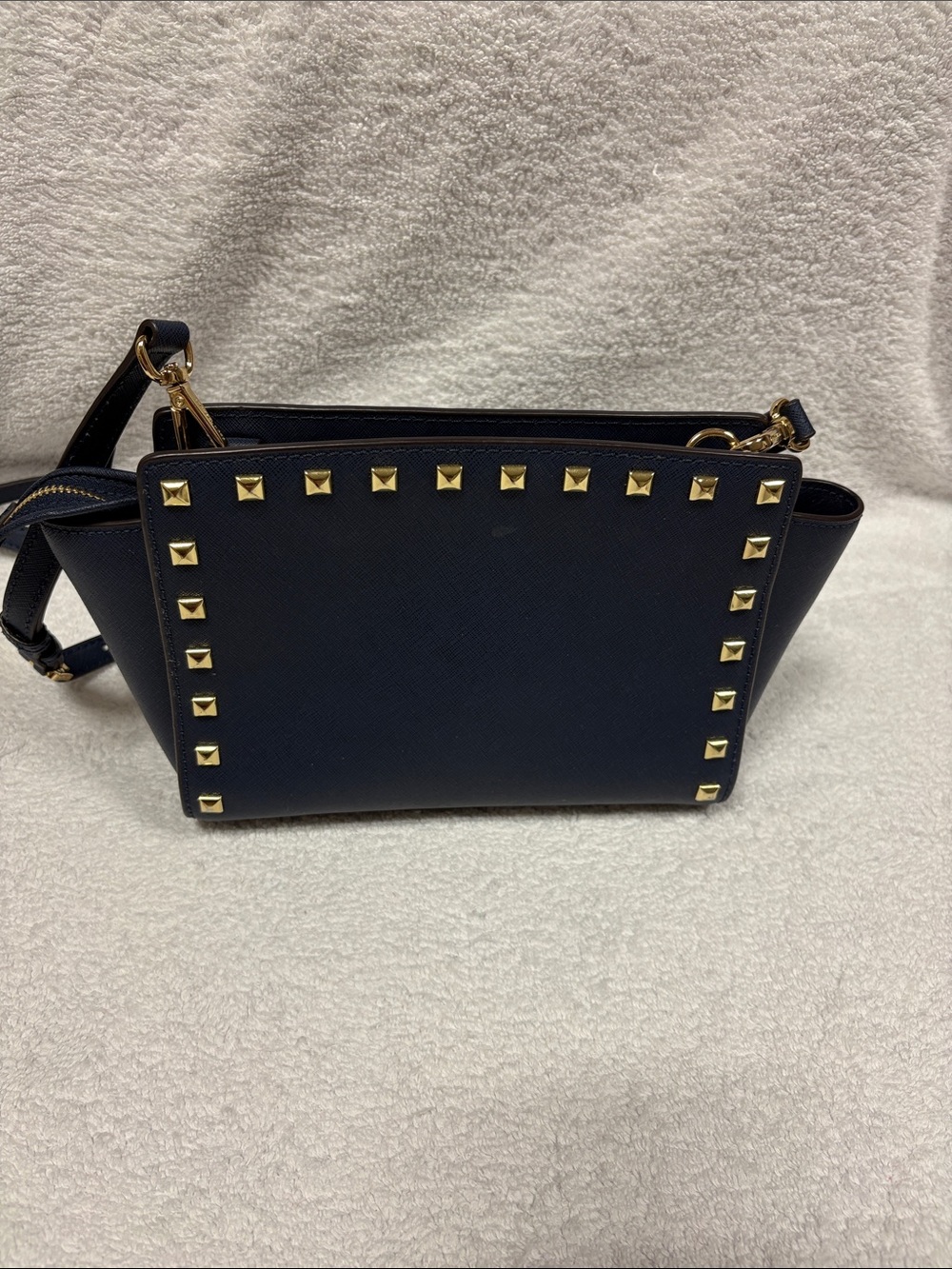 Michael Kors Navy blue small Crossbody with Gold Stud Accents - Picture 2 of 16